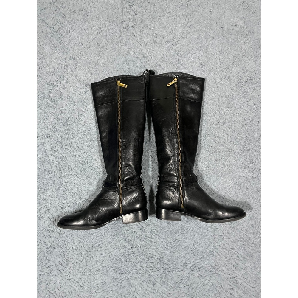 Tory Burch Nadine Womens Sz 7M Black Leather Knee High Tall Riding Boots Luxury - Picture 4 of 14